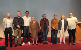 Alain MILOT (vice-président de la CSMS), Lionel MEUNIER (président de la CSMS, Emmanuel RONOT, Michèle LE GOFF (vice-présidente de la CSDU), Marie-Catherine EHLINGER (présidente de la CSDU), Francine CHOPARD (vice-présidente de la CSP), Isabelle MILLOT (présidente de la CSP) et Pedro FERREIRA (vice-président de la CSOS). Yves Bard (président de la CSOS n’est pas sur la photo). 